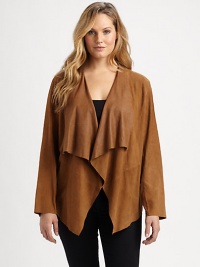 Made from sumptuous suede, a brilliant jacket designed to flatter your shape perfectly.Open-front designDraped necklineAbout 31 from shoulder to hemSuedeDry clean by leather specialistImported