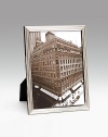 Modern silverplate design holds a favorite photo vertically or horizontally. From the Filet Collection Polished cedar wood back Made in ItalyDIMENSION INFORMATION3 X 5 (4 X 6 overall) 8 X 10 (9 X 11 overall) 