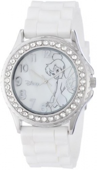 Disney Women's TK1062 Rhinestone Accent Tinkerbell White Rubber Strap Watch