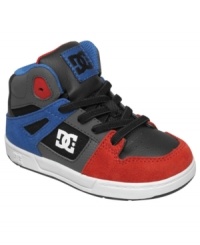 Get him up and ready for action in these Rebound hi-top sneakers from DC Shoes.