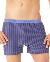 Diversify your collection of modern basics with these handsome boxers, patterned in vertical stripes for a bit of colorful flair.