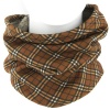 Gaiter Neck Warmer - Turtle Neck Scarf - Sports Tube - Micro Fleece Lined with Drawstring - Brown Tan Plaid Argyle