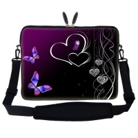 17 inch Butterfly Heart Design Laptop Sleeve Bag Carrying Case with Hidden Handle & Adjustable Shoulder Strap for 16 17 17.3 Apple Macbook, Acer, Asus, Dell, Hp, Sony, Toshiba, and More