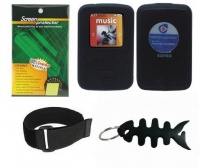 Black Soft Skin Case + Screen Protector + Armband + Smart Cord Wrap for SanDisk SDMX22 Sansa Clip Zip 4GB 8GB MP3 Player