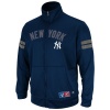 MLB Mens New York Yankees Delay Of Game Ath Navy/Ath Gray Marled Long Sleeve Mock Nck Synthetic Frntry Fzip By Majestic