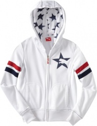 PUMA Girl's 7-16 Stars And Stripes Jacket, White, Large=12