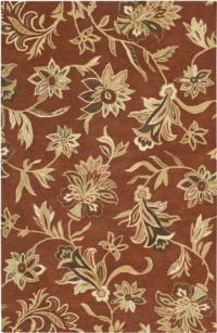 Rizzy Home FL1481 Floral 8-Feet by 8-Feet Round Area Rug, Rust