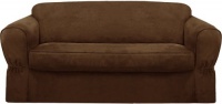 Maytex Piped Suede 2-Piece Slipcover Loveseat, Brown