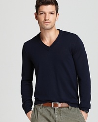 A handsome stand-alone staple or a great layering piece for when the temperature drops, this classic V-neck sweater from BOSS Orange is essential versatility defined.