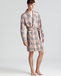 Signature Burberry check adorns this handsome bathrobe, a critical component of your everyday essential wardrobe whether you're in between a shower or enjoying a scrummy breakfast at the table.