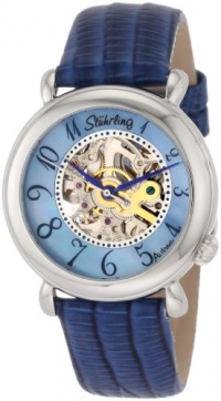 Stuhrling Original Women's 108.1215A9 Classic Wall Street Automatic Skeleton Blue Watch