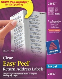 Avery Easy Peel Clear Return Address Labels for Inkjet Printers, 0.5 x 1.75 inches, Pack of 800 (28667)