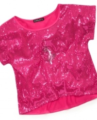 Shimmer on. Amp up her casual-day attire with a sequined tee by Baby Phat.