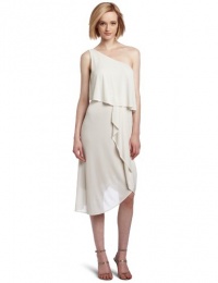 BCBGMAXAZRIA Women's Katrina One Shoulder Asymmetrical Dress, Gardenia, Small