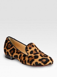 A traditional silhouette of leopard-printed pony hair is the cat's meow. Stacked heel, ½ (15mm)Leopard-printed pony hair upperLeather liningSignature red leather solePadded insoleMade in Italy