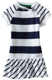 Nautica Sportswear Kids Girls 2-6X Short Sleeve Stripe Dress, Sail White, 5