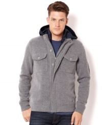 This hooded sweater jacket from Nautica is the best of classic and modern style for your seasonal look.