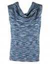 Jones New York Womens Blue Multi Striped Sleeveless Cowl Neck Top S