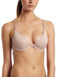 OnGossamer Women's Sleek and Lace Scoop Neck Push-Up Bra, Champagne, 32D