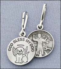 GOD BLESS MY DOG - Saint Francis Charm, Tag - with PRAYER CARD, from Fantasy Farm