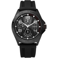 Guess Men's W14048G1 Black Rubber Quartz Watch with Black Dial