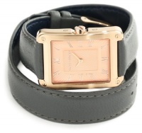 Vince Camuto Women's VC/5032RGGY Leather Rectangle Rosegold-Tone Grey Double-Wrap Strap Watch