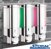 StormShower® Three Chamber Dispenser Triple Shampoo & Soap Dispenser - Chrome