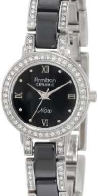 Armitron NOW Women's 753919BKSV Swarovski Crystal Accented Silver-Tone and Black Ceramic Watch