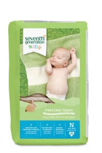 Seventh Generation Free and Clear Baby Diapers, Newborn, 36 Count (Pack of 4) Packaging May Vary