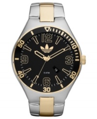 Iconic adidas details are given a splash of light with gold tone accents on this unisex watch.