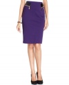 Alfani's pencil skirt features chic gold zippers and faux leather insets to give it a style boost.