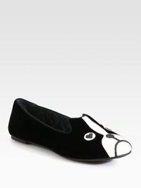 Irresistibly cute and quirky, these soft velvet flats have leather trim and smooth satin lining. Velvet and leather upperSatin liningLeather solePadded insoleImported