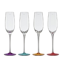 Speak your mind with colorful accessories from kate spade new york featuring whimsical phrases and designs. Each of these champagne flutes features a jewel-toned base and the word pop, fizz, clink or cheer etched into its bowl.