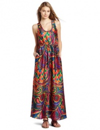 Julie Dillon Women's Printed Maxi Dress With Self Tie, Lobster Multi, 2