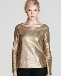 This metallic top from Tibi glows with casual glamour and flaunts an effortlessly wearable cut.