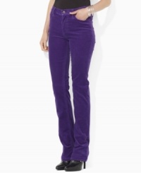 Designed with a sleek straight leg, Lauren Jeans Co.'s timeless corduroy pant is crafted with a hint of stretch to flatter the figure.