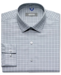 Check it down-stay in the game with this slim-fit dress shirt from Kenneth Cole Reaction.