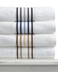 The rich spectrum of color in this intricately embroidered Greenwich Stripe bath towel from Lauren Ralph Lauren offers an elegant touch over pure, soft cotton.