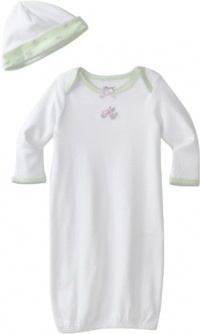 Little Me Baby-Girls Newborn Petite Rose Gown and Hat, White Floral, 0-3 Month