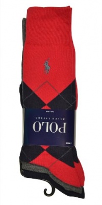 Polo Ralph Lauren Men's 3 Pack Argyle Socks (10-13) Red