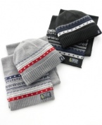 When the weather's less than fair, toss on the handsome heritage style of this warm fair isle scarf from Nautica.