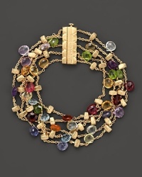 From the Paradise collection, semi precious stones on the five-stranded gold bracelet, designed by Marco Bicego.