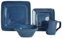 Gibson Frontino 12-Piece Handpainted Square Dinnerware Set, Blue