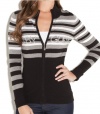 G by GUESS Imellda Striped Zip-Up Cardigan