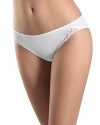 Flatter your shape in soft cotton high-cut bikini with swiss lace detail at hips. Style #1609