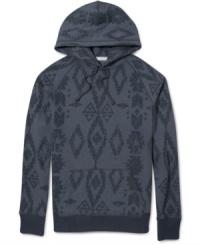 Ready to rock an epic pattern? Pull on this American Rag hoodie to pull off an allover tribal print.