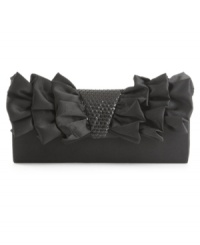 Spice up your night-out look with this ruffle evening clutch from Jessica McClintock. Voluminous ruffles and a high-shine sequin center will add a high-fashion edge to your after-hours style.