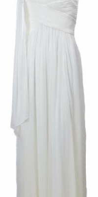 Alex Evenings Women's Long Chiffon Dress with Scarf Ivory