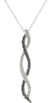 14k White Gold Diamond Twist Pendant Necklace (1/6 cttw, H-I Color, I1-I2 Clarity), 18