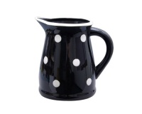 Terramoto Ceramic Polka Dots 5-Inch 20-Ounce Small Pitcher, White on Black